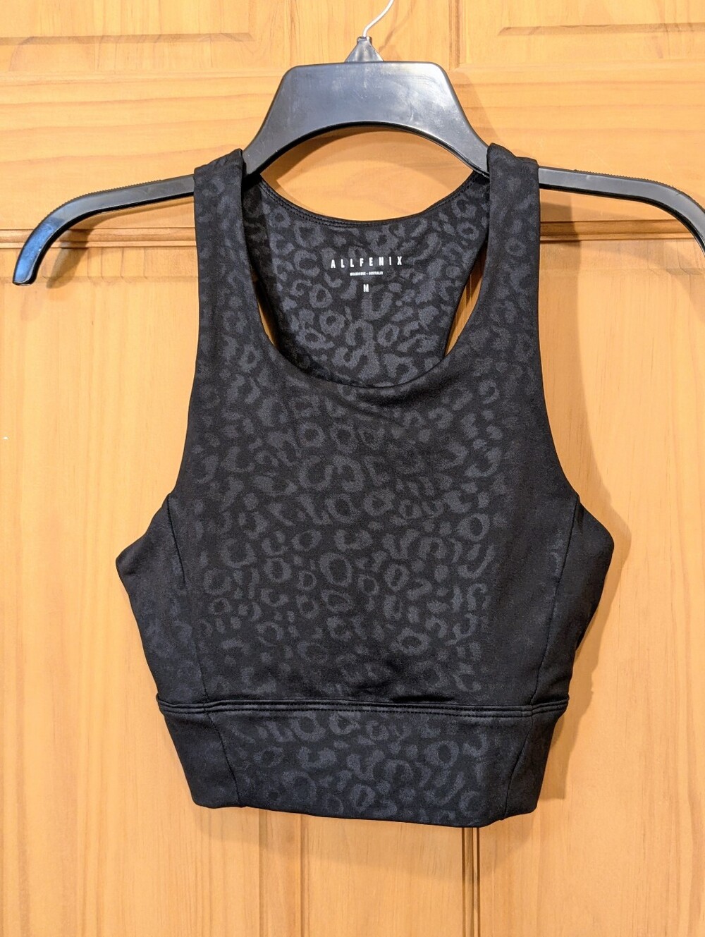 Anthropologie Allfenix Sports Bra Medium Black Animal Print Jagger Cut Out Back